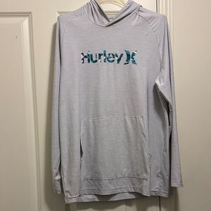 Hurley Gray Hoodie with Teal Logo